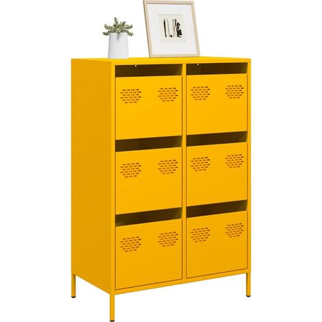 Highboard Senfgelb 68x39x101,5 cm Stahl