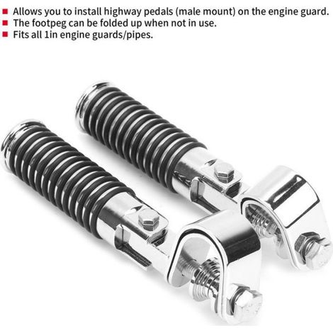 Paire de repose - pieds de moto pince repose - pieds support pour 1in moteur Crash Bar Guard Fit pour HondaSilver (1/4)