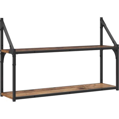 Wall Shelf Wall-Mounted Old wood 80 x 21 x 51 cm metal PB vidaXL (1/4)