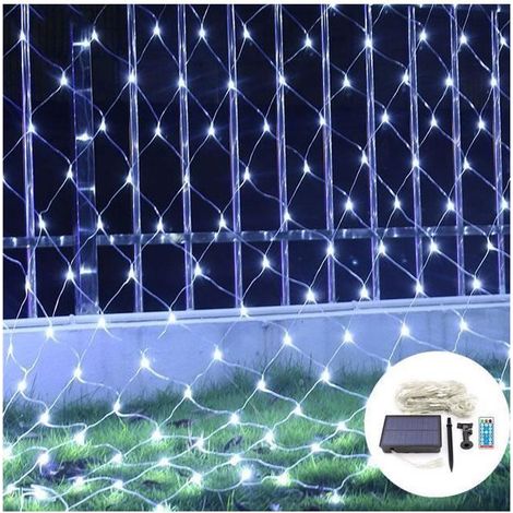 1 filet lumineux solaire, 3x2 m, 8 modes, blanc, décoration extérieure jardin terrasse (1/4)