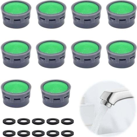 Set mit 10 Wasserhahnlüftern inklusive 10 Dichtungen, Wasserhahnfilter, Durchflussbegrenzer, Badaccessoires, Wasserhahnfiltern, Ersatzteilen für Bad und Küche – Crezuo
