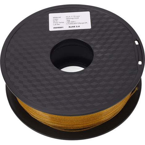 Filament PLA consommable pour impression 3D, bonne transmission de la lumière, couleur or, pour imprimante 3D, filament de 1,75 mm (1/5)