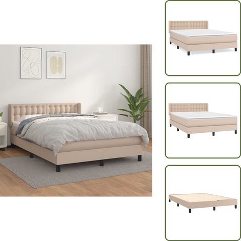 Sommier à lattes de lit avec matelas Cappuccino 140x190 cm - Lit Plateforme - Lit Capitonné - Lit Double - Literie - Chambre À Coucher (1/5)