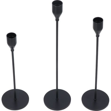 Support de Bougeoir en Métal Noir - Base Ronde Élégante pour Décoration de Table Style Européen Luxueux (1/5)