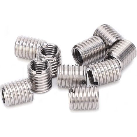 10 Pièces Réducteur de Filetage, Insert Filete M8 à M10 en Acier Inoxydable, Douille Filetée de Réparation de Filetage, Filetage Femelle M8 X 1,25 MM, Filetage Mâle M10 X 1, (1/5)