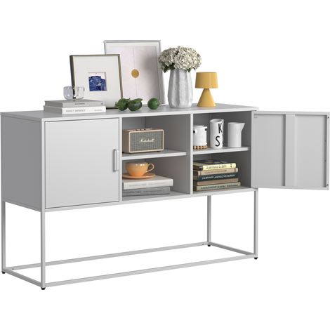 ELVMI Sideboard Mit 6 Fächern Und 3 Festen Regalen, Magnetverschluss, Für Küche, 120×40×75 cm (1/5)