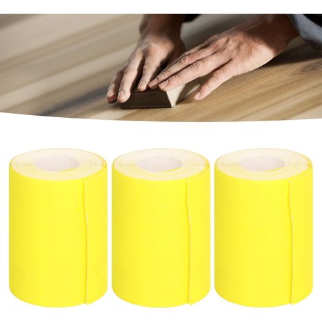 Rouleau de papier de verre jaune grain 120, papier de verre déchirable à la main, tampons de polissage, papier de verre floqué (1/5)