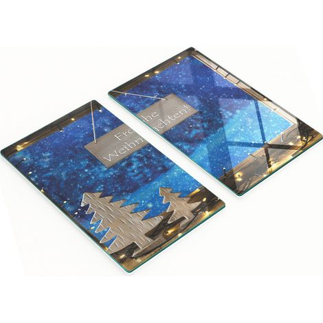 Tablas de cortar de cristal para cocina con motivos navide帽os, 2 x 30 x 52 cm.