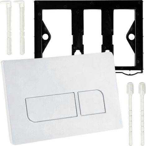 Plaque de commande WC - Pièce de rechange - Compatible avec 20, 30, 50, UP300 et 320, plaque de commande WC avec kit de levier de chasse et cadre de montage (blanc) (1/5)