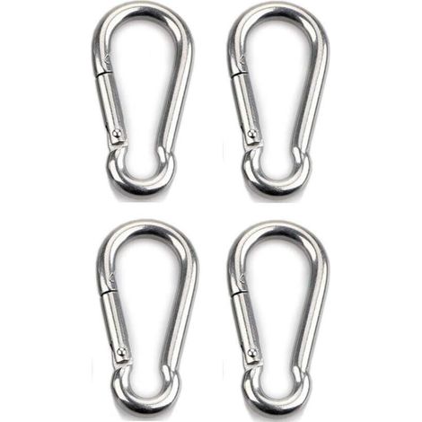 4 moschettoni resistenti per sport, lucchetti per cani, altalene per amache, acciaio inossidabile 304, spessore 6 mm (1/4)