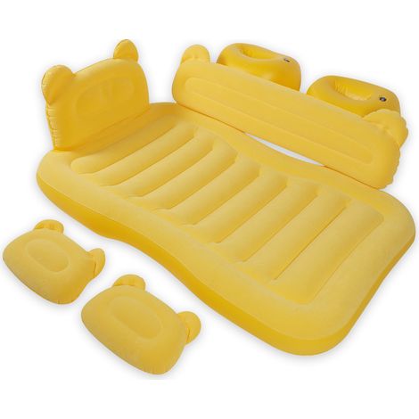 Matelas gonflable auto – PVC étanche – Supporte 150 kg – Portable – Pour SUV, camping, tente – Jaune (1/5)