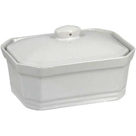 Lot de 6 terrines avec couvercle - Grès blanc - 600g