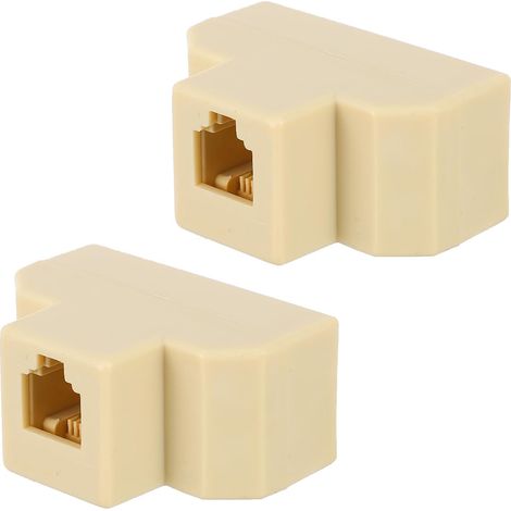 Répartiteur Téléphonique Mural Portable 3 Voies en Cuivre Beige, Convertisseur Rj11 Mâle vers Femelle, Pack de 2 pour Distribution Ligne Fixe (1/5)