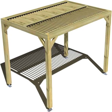 Pergola bois • 3m x 2m • indépendante • sens largeur • lames orientables bioclimatiques incluses • livraison comprise (1/3)