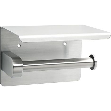 Porte-Papier Toilette Support Mural avec Étagères Pratique, Porte Rouleau Papier Toilette en 304 Acier Inoxydable, pour Toilettes et Cuisines/Salle de Bain, Brossée (1/5)