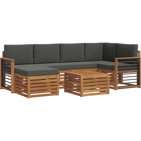 Set divano sezionale con cuscino 7 pcs Naturale e Antracite vidaXL
