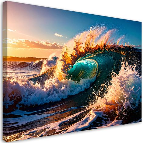 Quadro su tela, Onde dell'oceano al tramonto - 30x20 (1/2)