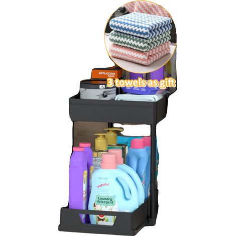 Organisateur de Salle de Bain, Tiroir Coulissant, Rangement Multi-Usage, U Typ 2pcs (1/2)