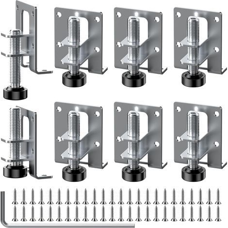 Lot de 8 pieds de meubles réglables 55/102 mm - Pieds de nivellement de meubles robustes - Pieds réglables en hauteur pour meubles avec 48 petites vis et 1 clé Allen pour armoires, étagères, armoires (1/5)