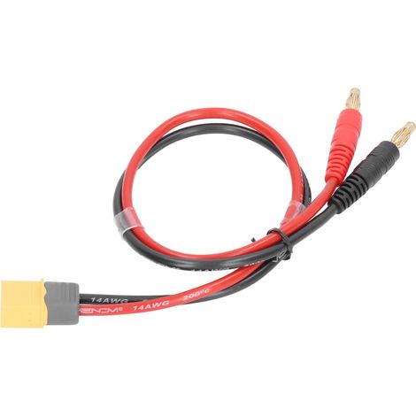 Câble de charge avec connecteur XT60 vers fiche banane 4.0, fil 14 AWG pour voiture ou avion radiocommandé. (1/5)