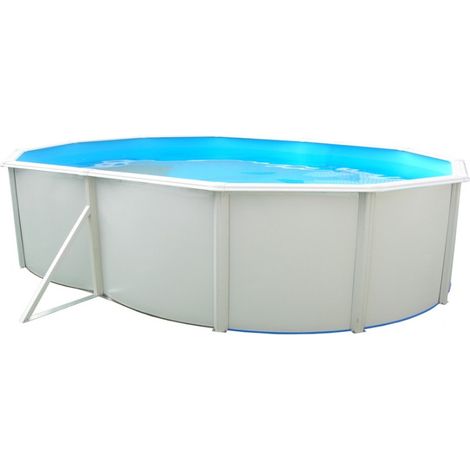 Piscine hors sol acier ovale 5.50 x 3.66 x 1.20m – Parois laquées blanches – Filtration à sable incluse – Volume 20m3 – TOI