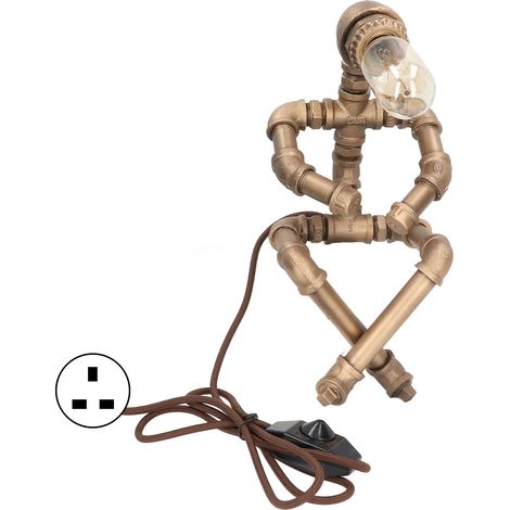 Lampe de bureau rétro design robot tuyau E27, lampe de table vintage élégante pour salon, maison, cafés.