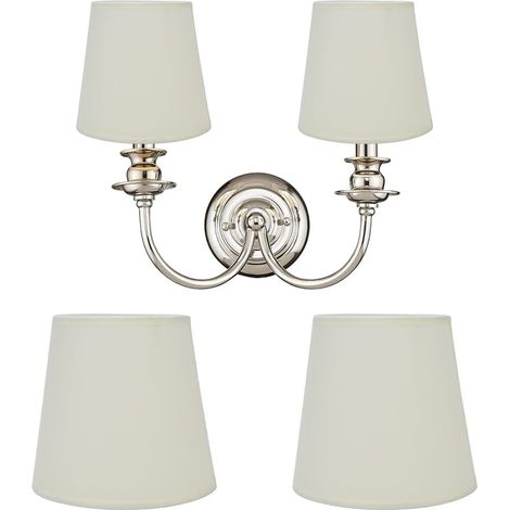 Abat-jour en tissu 4 pièces - Abat-jour - Abat-jour pour lampadaire - Abat-jour à pince - Accessoires d'éclairage - Convient aux suspensions, lampes de table et lampadaires - 14 x 13 x 9 cm - Blanc ca (1/4)