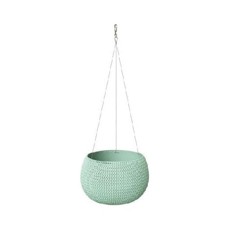 Vaso con gancio in metallo Krea DKSP 29xH19 cm rivestito con tessuto ricamato Prosperplast - 37xH21 cm DarkSeaGreen