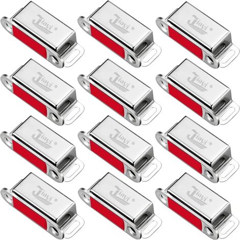 Aimants d'armoire Jiayi 12 Pièces Aimant de Porte d'Armoire Attrape-Porte Magnétique en Acier Inoxydable Serrures Magnétiques pour Fermeture d'Armoire 46mm (1/5)