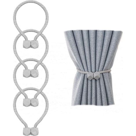 Embrasse à rideaux magnétique, lot de 4, blanc, pour décoration de fenêtre. (1/5)
