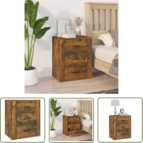 The Living Store Nachttisch Räuchereiche 50x36x60 cm Holzwerkstoff - Nachttisch - Wohnzimmermöbel - Schlafzimmerschreibtisch - Holzmöbel - Holzwerkstoff (1/5)