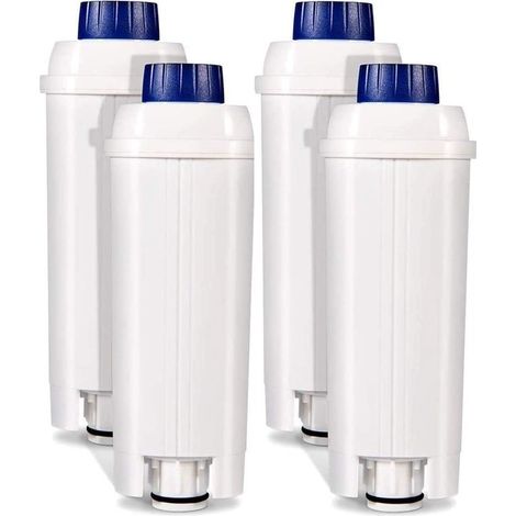 Lot de 4 filtres eau charbon actif compatibles Delonghi Magnifica Evo/Dinamica/Eletta/ECAM/ESAM/ETAM, blanc/bleu (1/5)