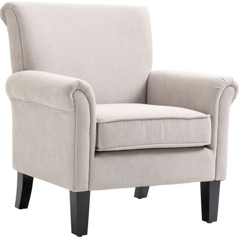 Poltrona d'Arredo in Stile Nordico con Braccioli 79x78x87 cm in Legno e Poliestere Grigio e Marrone (1/5)