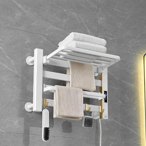 Thermostatischer Handtuchhalter für Badezimmer, Wandmontierter beheizter Handtuchhalter für Handtuchwärmer, Abnehmbarer oberer Stauraum, mit Timer, mit Digitalanzeige, Einstellbarer Thermostat, Geeign (1/5)