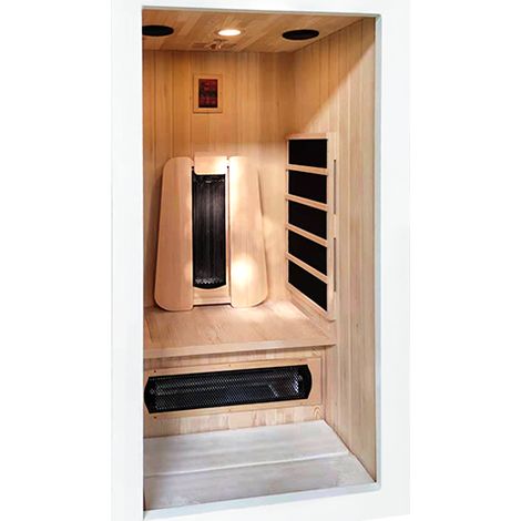 France Sauna – Sauna infrarouge 1 place – Design compact – Émetteurs quartz pour relaxation – Dossier ergonomique en épicéa du Canada (1/4)