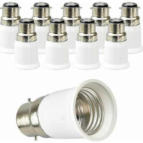 10 pièces, matériau PBT blanc résistant aux hautes températures b22 baïonnette à e27 adaptateur de douille à vis (1/5)