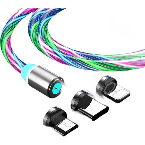 Cable LED magnético para iPhone Micro USB Tipo-C 200cm kb31Multicolor