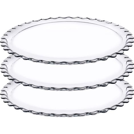 Plat à tarte - JUANIO - 37 cm - Lot de 3 - Verre transparent - Rond (1/3)
