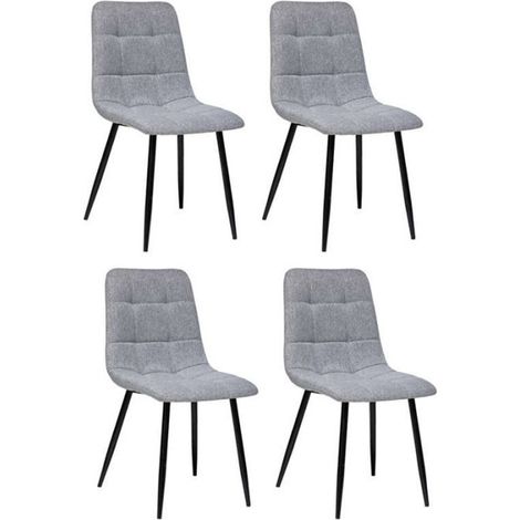 Lot de 4 Chaises Design "Sirac" 83cm Gris Clair (1/4)