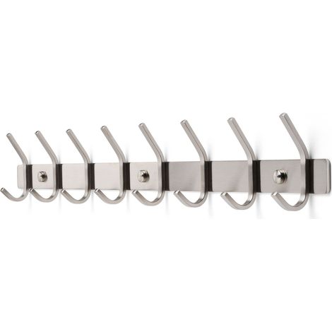 TOJ Living Porte-manteau mural 16 crochets – Patère murale / porte-serviettes – Style industriel & moderne – Acier inoxydable – 62 cm – argent (1/5)