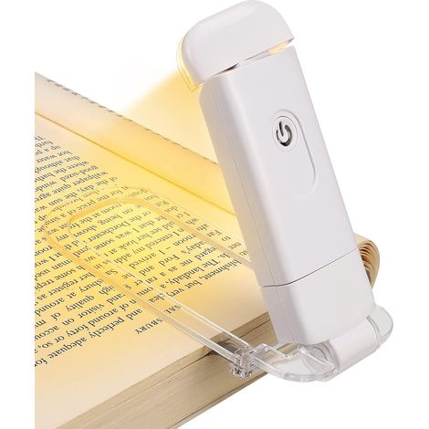 Lampe de lecture ambrée rechargeable par USB, idéale pour lire au lit, à pince, luminosité réglable, aide au sommeil, blanc chaud (1/5)