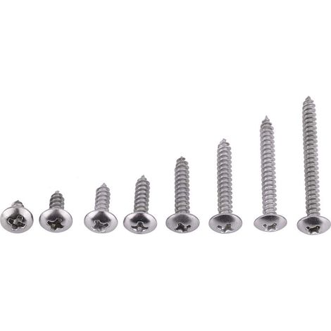 Vis à Bois Phillips en Acier Inoxydable M3, Ensemble d'assortiment de vis autotaraudeuses, 200 pièces(Truss Head). (1/5)