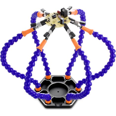 Support de soudage pour circuit imprimé (PCB) à 6 bras flexibles avec pince de serrage intégrée (1/5)