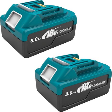 Confezione da 2 batterie al litio di ricambio da 18 V 8000 mAh, compatibili con le batterie Makita da 18 V 8,0 Ah BL1860, BL1850, BL1840 e BL1830. (1/5)