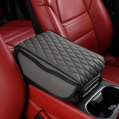 Alfombrillas universales para reposabrazos de coche,alfombrillas de reposabrazos de piel sintética PU,alfombrillas de espuma viscoelástica,gris (1/5)