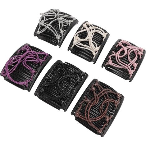6 Pieces Stretching Hair Combs for Women, Double Clips (1/5)