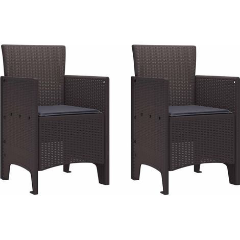 Gartenstuhl mit Kissen 2 pcs Braun 53 x 49 x 85 cm Polypropylen
