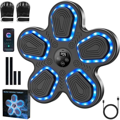Music Boxing Machine de boxe musicale LED avec Bluetooth et gants de boxe, 9 vitesses et modes d'entraînement (1/5)