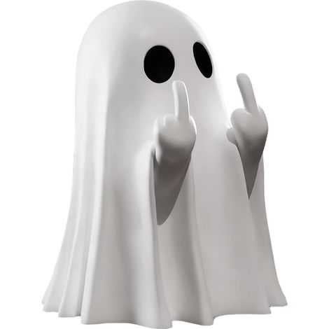 Figurine Fantôme Doigt d'honneur - Décoration Halloween pour Bureau, Extérieur ou Intérieur - Design Effrayant et Amusant (1/5)
