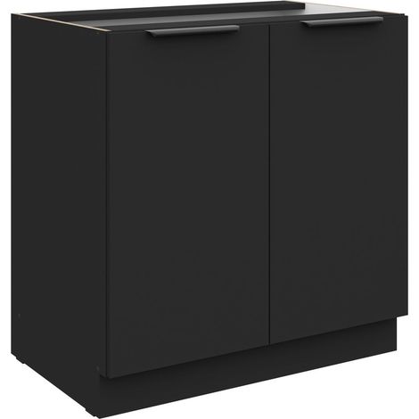 Küchen Unterschrank 80 cm SIENA Schwarz Küche Küchenzeile Küchenblock